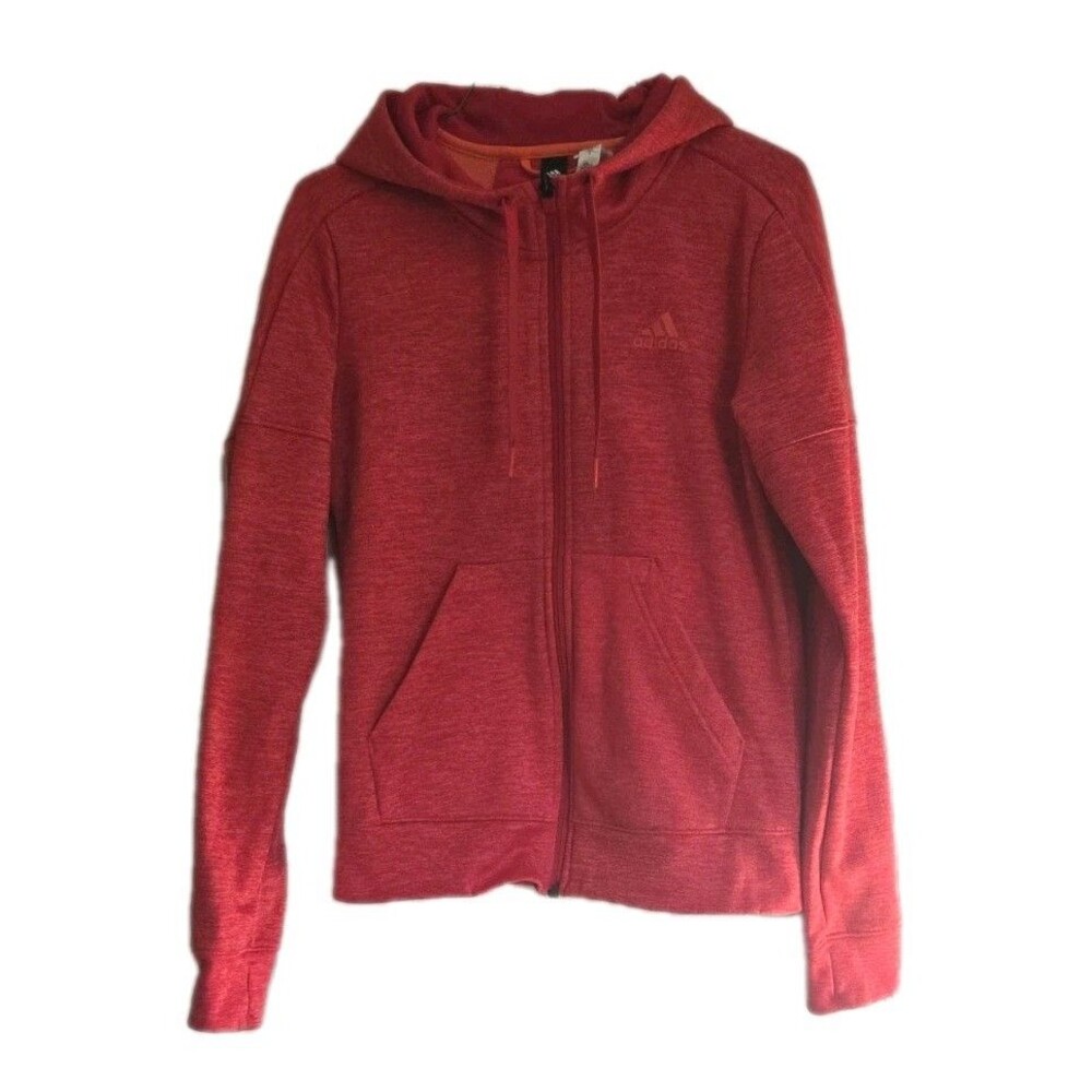 Adidas Climawarm Team Issue Energy Pink Melange Fleece Full Zip Hoodie Size XS